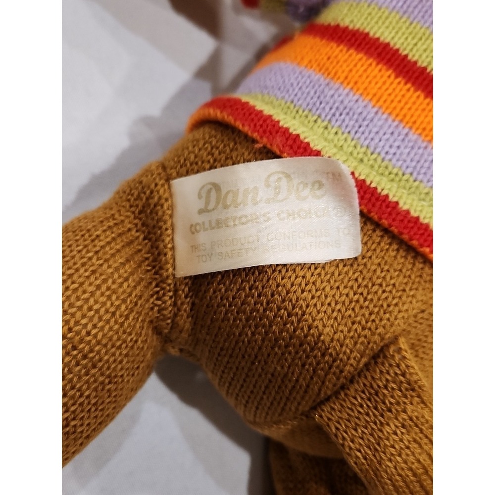 Brown Sock Monkey Plush 19" Stripe Sweater Orange Red Stuffed Dan Dee Mint - Picture 9 of 9